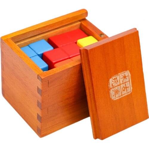 1 Set Puzzle Cube Toy Geometric Logical Thinking Training Wood Brain Teaser Puzzle Cube Box Toy for Kids