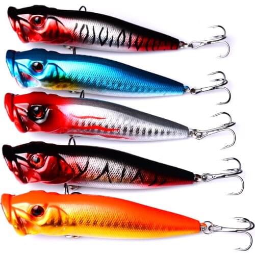 10 Pieces Vibration Popper Fishing Lures 9cm 12g Topwater Floating Poper Bait Bass Crankbait Fish Hook Fishing Tackle