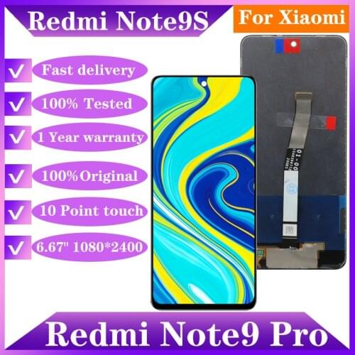 100% Tested 6.67'' Display For Xiaomi Redmi Note 9 Pro Note 9S LCD Display Touch Screen Digitizer Assembly Replacement