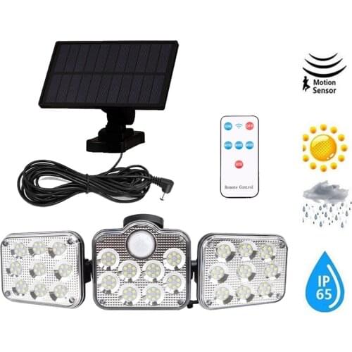 138 led seperable remote Solar Light Outdoor Solar Lamp Waterproof PIR Motion Sensor Street wall Light Garden Decor remote cable