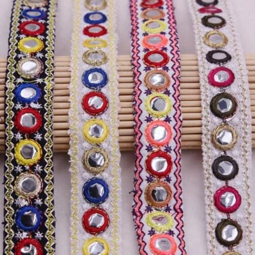 15yard DIY Ethnic Style Vintage Embroidery Mirror Lace Trim Ribbon Fabric For Sewing Home textile Clothing Shoes Hat Accessories