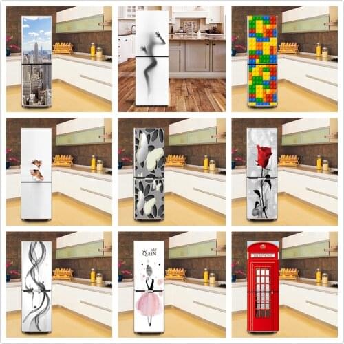 3D Vision Pattern Kitchen Fridge Sticker Self-adhesive Decal Dining Room Home Decorative Wallpaper Wardrobe Door Decor Poster