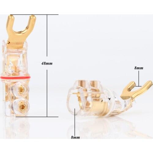4Pcs hifi audio Y Spade plug pure copper Speaker Terminal Connector hi-end speaker cable connector adapter