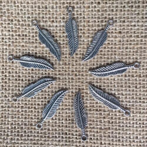 48 Pcs/lot 30x8mm Leaf Charm for Jewelry Making Antique Silver Color Pendant for DIY Necklace Bracelet Earrings A060