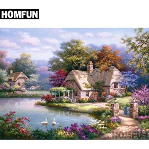 HOMFUN Full Square/Round Drill 5D DIY Diamond Painting "House Garden" Embroidery Cross Stitch 5D Home Decor Gift A06732