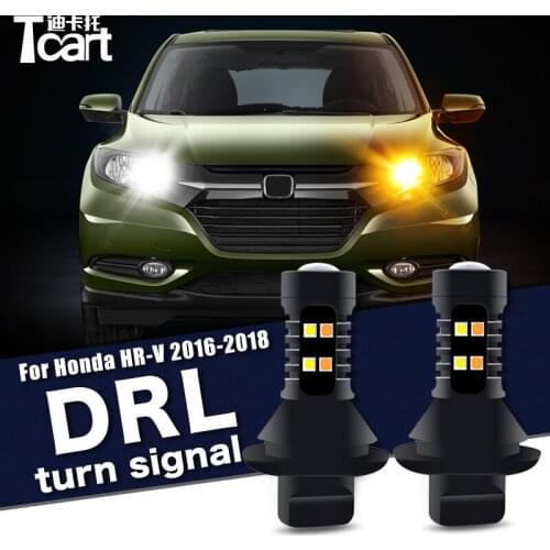 Car Accessories For Honda HR-V HRV Vezel 2016-2018 Led Daytime Running Light Turn Drl 2in1