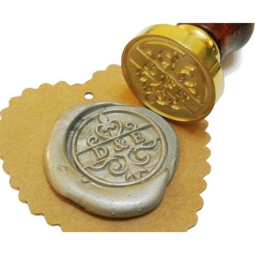 DAMASK 2-INITIAL or Family Name RSVP Wax Seal Stamp Custom Personalized Wedding Invitation Birthday Party Gift Box Set