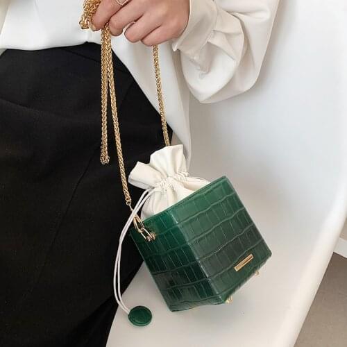 Stone Pattern Mini Box Design PU Leather Crossbody Bags For Women 2021 Luxury Chain Shoulder Handbags Ladies Lipstick Purses