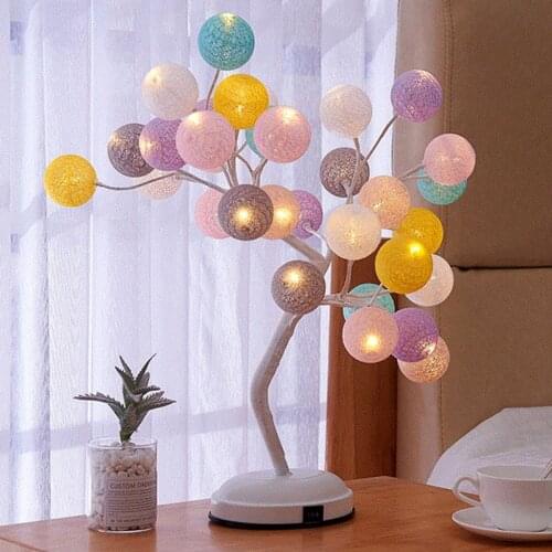 Christmas Tree Decorations Fairy Lights Cotton Ball LED Garland String Lights Garland Balls Decoration Battery USB Table Lamp