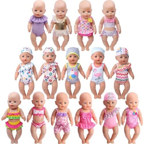 43 Cm Boy American Dolls Swimsuit Summer Bikini Dress Cap Skirt Born Baby Swimming Pool Toys Accessories 18 Inch Girls Gift f137