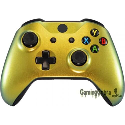 Gold and Green Chameleon Front Housing Shell Faceplate for Xbox One S & for Xbox One X Controller - SXOFP03