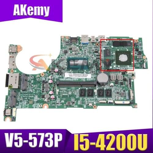 Akemy laptop Motherboard For ACER Aspire V5-573P I5-4200U Mainboard DAZRQMB18F0 SR170 N14M-GE-B-A2 DDR3
