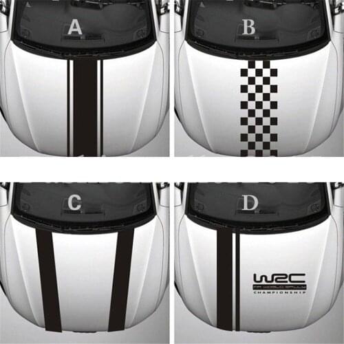 Fashion WRC Stripe Car Covers Vinyl Racing Sports Decal Head Car Sticker Wrap Vinyl Stickers For Car Head Decoration