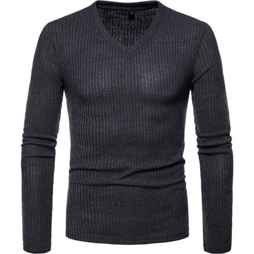 Fashion V Neck Mens Sweater Winter Autumn Sweaters Knitted Pullover Slim Men Long Sleeve Casual Thin Solid Color Sweater Male