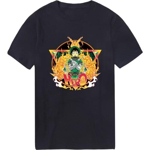 My Hero Academia Summer Mens T Shirts Short Sleeve 2020 Tshirts Male Bodybuilding Tops Tees Punk Style Black Homme Camiaetas