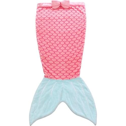 Cartoon Flannel Sleeping Bag Children Anti-kick Quilt Shark Mermaid Leisure Air Conditioning Blanket