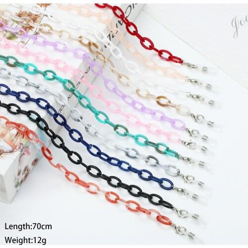 2021 Retro Resin Anti-skid Glasses Chain Fashion Student Color Acrylic Sunglasses Mask Holder Lanyard Neck Strap for Women Gift