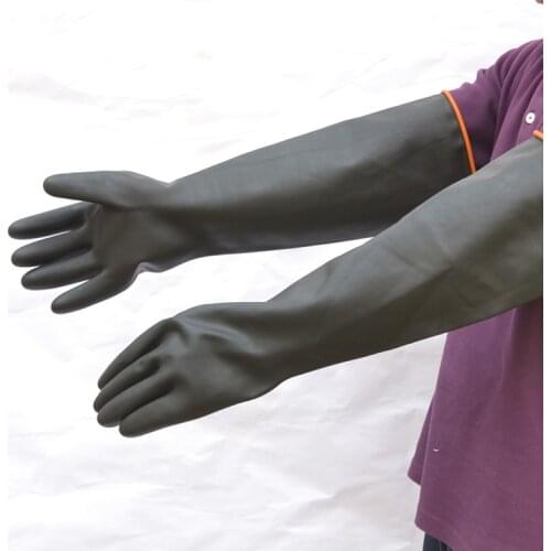 2018 new 55CM lengthened thick rubber rubber gloves industrial acid and alkali labor supplies