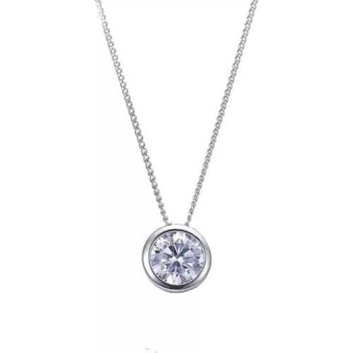 MxGxFam White Single CZ Round Pendant Necklace For Women Gold Color AAA+ Cubic Zircon New Design with 45cm Chain