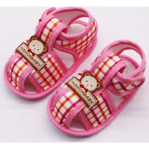 Newborn Cute Plaid Bear Sandals Cotton soft sole Anti-slip Toddle Boy Girl Shoes Infant Kid Shoes Prewalkers For 0-18M
