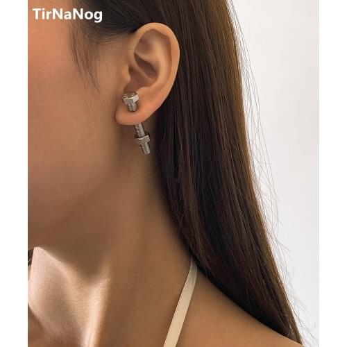 Hip Hop Punk Stainless Steel Screw Stud Earrings Goth Street Trendy Piercing Earring for Women Men Friend Party Jewelry