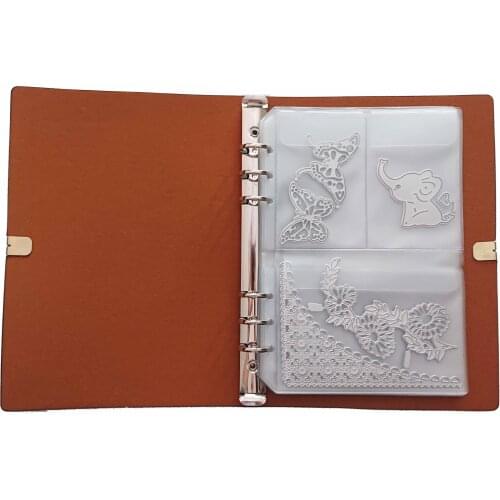 Scrapbooking Cutting Dies Organizer Stencil Stamps Collection Album Storage Book PU Leather Cover PVC Inner Sheets and Pocket