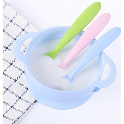 Silicone Infant Kids Baby Feeding Spoon Dishes Feeder Soft Head Spoons