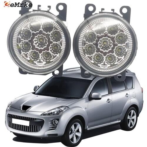 2PCS Car Styling 9-Pieces LED Fog Light Lamp for Peugeot 4007 GP 2007 2008 2009 2010 2011 2012 H11 12V Halogen Fog Lights DRL