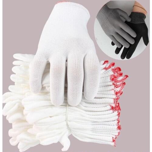 12/24pcs Thin Nylon Labor Gloves Knitted Outdoor Garden Work Wear-resistant Non-slip Protective Gloves SCIE999