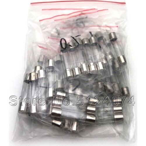 10 kinds *5pcs = 50pcs Mixed 5*20MM glass Fuse bag fuse tube package 250V Component Pack 0.5A/1A/2A/3A/5A/8A/10A/15A/20A/30A