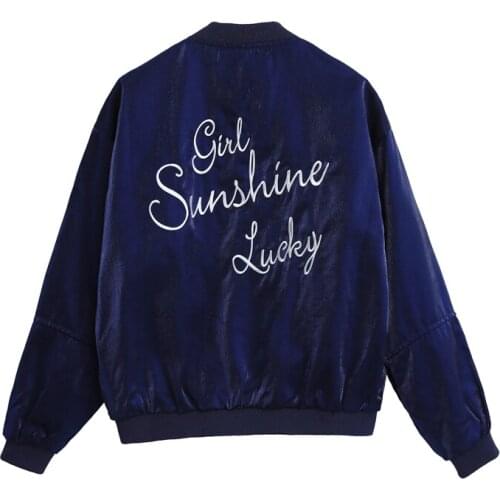 2018 Spring and Autumn Korean version of College Wind wild fashion loose letter embroidery baseball uniform jacket women