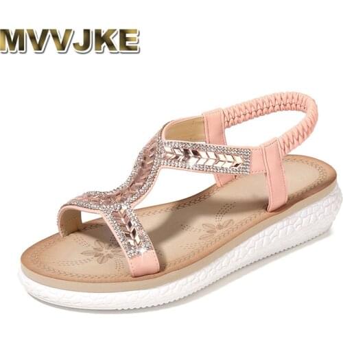 MVVJKE Women Sandals For 2019 Comfort Beach Ladies Walking Shoes Summer Platform Sandal crystal shoes woman