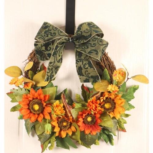 Sunflower Wreath Autumn Festival Wreath Door Hanging Home Decor Thanksgiving Garland Window Restaurant Home Decoration