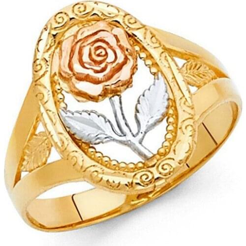 Rose Flower Pattern Golden Color Ring For Women Female Wedding Birthday Finger Embellish Stainless Steel Cheap Boujix Jewelry