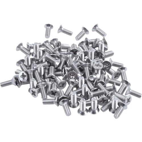 100Pcs M3x8mm Thread Phillips Flat Head Countersunk Bolts Screws