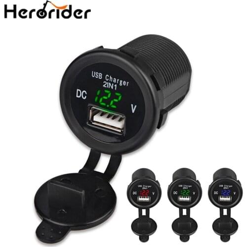 12V 5V 2.1A Port USB Charger LED Voltage Meter Waterproof Car Charger Voltmeter Tester Power Socket Adapter 12V