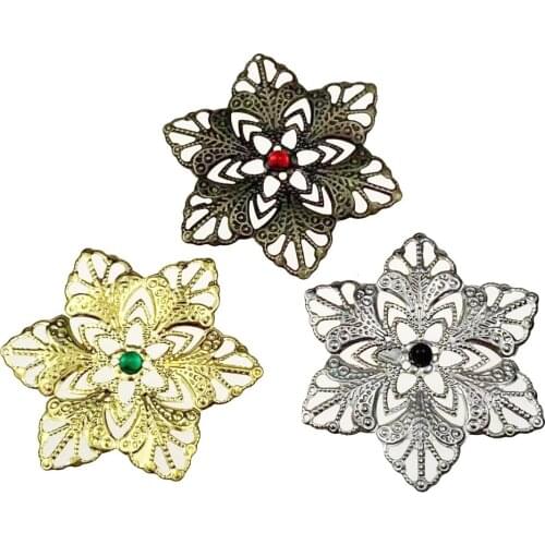 20pcs 48mm Filigree flower Wraps Metal Charms For Embellishment Scrapbook DIY Jewelry Metal Craft Wraps
