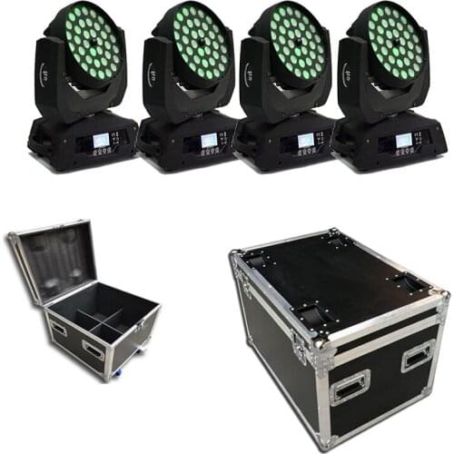 4 pieces/lot flightcase packed led moving heads rgbw ktv dj light rgbw 4in1 led wash moving head 36 x 12w