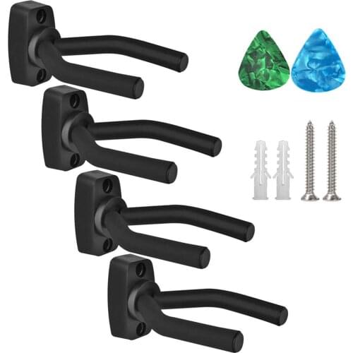 4Pcs Wall Mount Ukulele Guitar Hanger Hook Ukelele Uke Stringed Instrument Holder with Picks & Screws Easy To Install