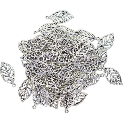 50pcs Leaves Charm Pendant Jewelry Findings Necklace Bracelets Earring Craft