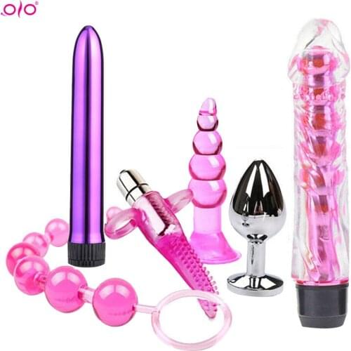 6pcs/lot Silicone Beads Anal Plug G Spot Vibrator Anus Massager Adult Sex Toys For Men Women Clit Stimulation Sex Product Set