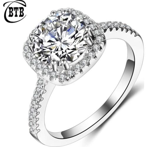 925 Sterling Silver 2 Carats Unisex High-end Jewelry Luxury Ring Marriage Proposal Wedding Couple Ring Wholesale