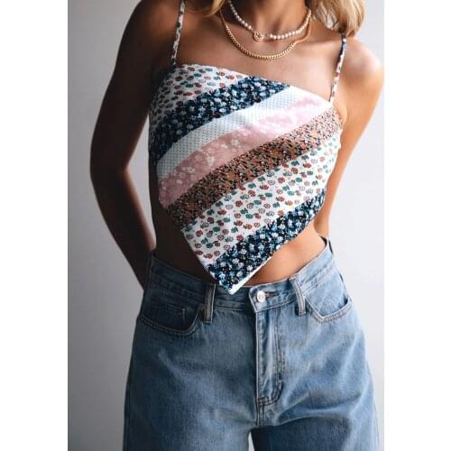 Happie queens floral print Bohemian short camis shirt