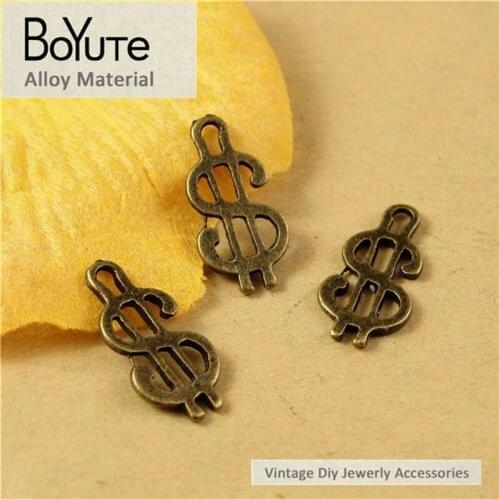 BoYuTe (100 Pieces /lot) 17*9MM Antique Bronze Plated Alloy USD Symbol Charms Vintage Handmade US Dollars Pendants for Jewelry