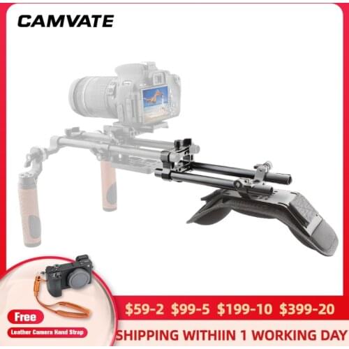 CAMVATE Foam Shoulder Pad with 15mm Dual Rod Clamp &15mm M12-200mm Rod For DLSR Camera /Camcorder Shoulder Rig Support System
