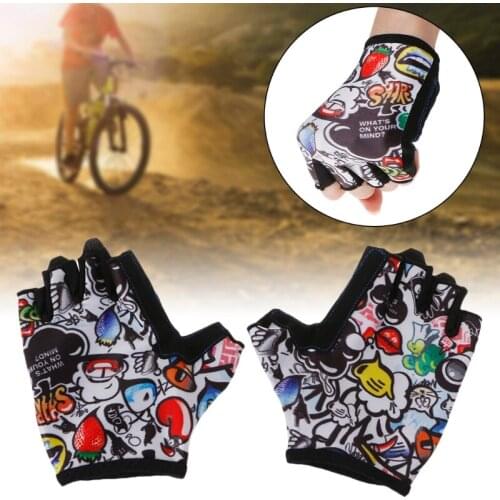 Kids Cycling Gloves Half Finger Breathable Skate Riding Anti Slip Outdoor Sports