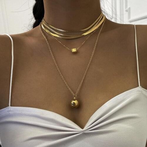 DIEZI Fashion Punk Gold Color Metal Ball Pendant Long Chain Choker Necklaces For Women Vintage Party Jewelry 2020 Gifts