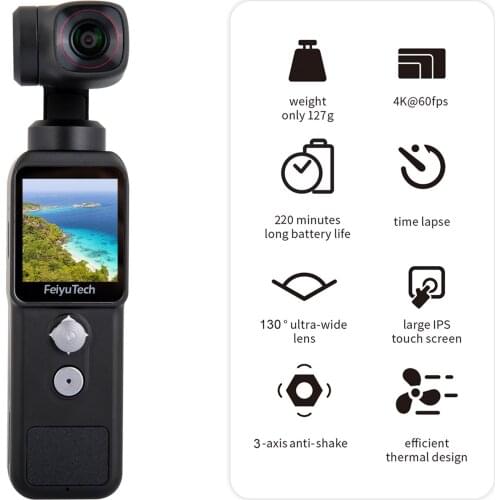 Feiyu Pocket 2 Handheld Stabilized Camera 3-Axis Gimbal 4K/60fps Video Recording Built-in Battery Loudspeaker Action Camera