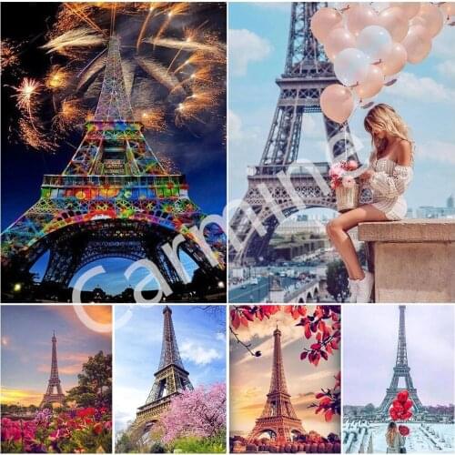 The Paris Eiffel Tower 5D DIY Cross Stitch Diamond Painting Wall Art Diamond Embroidery Full Round&Square Drill Home Decoration