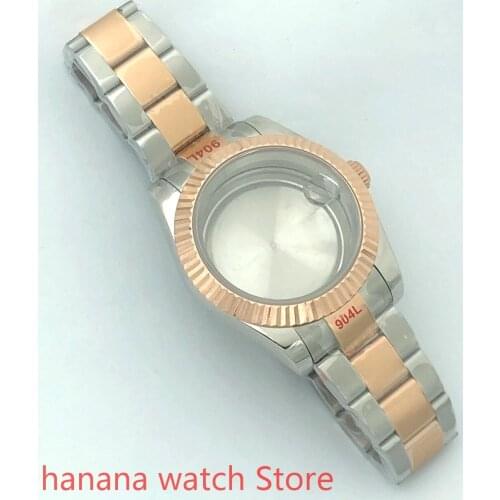 Sealed back cover 904L stainless steel bracelet 39mm MH35 cases rose gold sapphire glass suitable for ETA MH35 36 movement